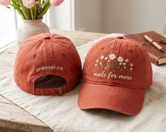 Gorro con bordado floral, hecho para ser más lavable: Gorro cristiano de moda