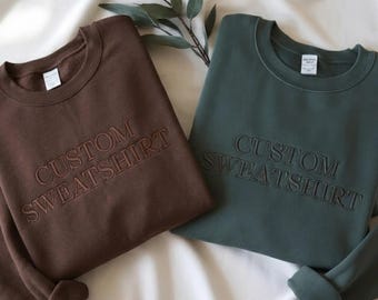 Sudadera bordada a medida, cuello redondo con texto personalizado, camisa a juego.