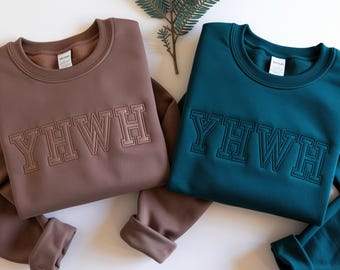 Comfort Colors YHWH Embroidered Christian Sweatshirt