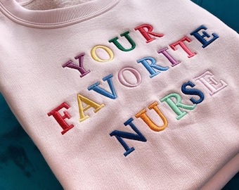Embroidered Nurse Sweatshirt: Athletic Block Gemma Style