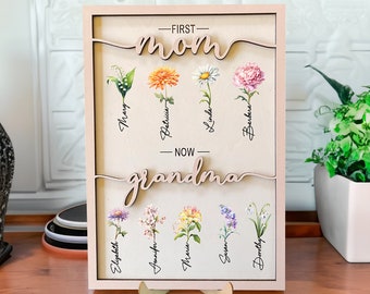 Custom Birth Month Flowers, Mom Grandma And Great Grandma Sign, Personalized Grandma's Garden Sign, Mother's Day Gift, Gift For Mom Grandma
