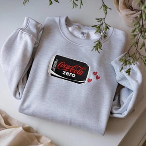 Cola Zero Embroidered Sweatshirt, Trendy Soda Tee