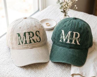 Casquette de camionneur personnalisée brodée M. et Mme, casquette de baseball personnalisée pour couple lune de miel