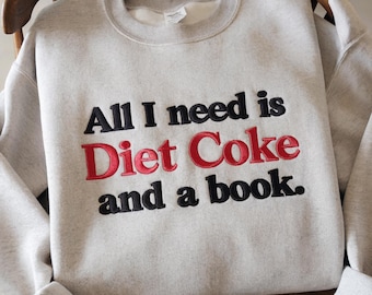Embroidered Diet Coke Sweatshirt: Book Lover Gift