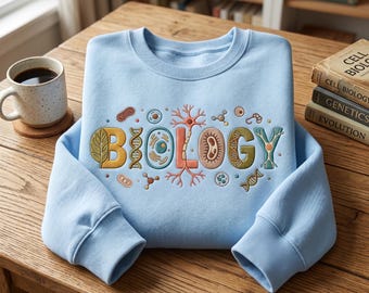 Sudadera bordada de biología, gráfico retro de diagrama celular, diseño de neurona de ADN, prenda para profesores de STEM.