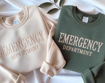 Embroidered Emergency Department Sweatshirt, ER Nurse Gift