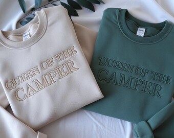 Queen Of The Camper Embroidered Sweatshirt, Camping RV Shirt