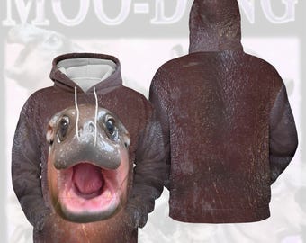 Sweat à capuche imprimé 3D Moo Deng : Déguisement d'Halloween pour bébé hippopotame