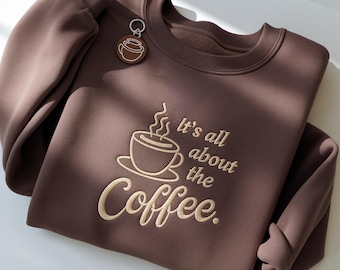 Coffee Embroidered Sweatshirt, Latte Lover Crewneck