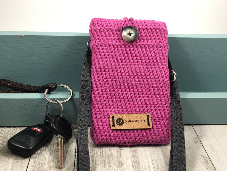 \u201cRose with Gray Strap\u201d Large Plain Jane Cellphone Bag