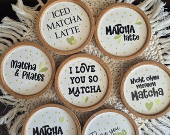 Posavasos de corcho para Matcha Latte Latta Pilates, helado, verano, sol, playa, amistad, la mejor decoración hecha a mano e idea de regalo para el jardín.