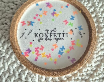 Posavasos de corcho IKEA verano confeti neón colorido cumpleaños decoración hecha a mano y regalo idea jardín