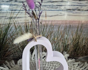 Jarrón en forma de corazón para flores, flores secas, decoración, regalo, colores pastel, boda, celebración