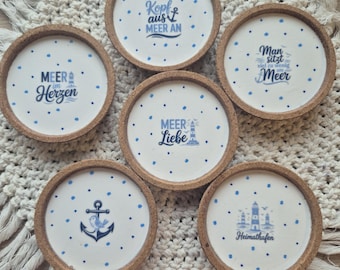 Posavasos de corcho de 9 cm IKEA, estilo marítimo, mar Báltico, mar del Norte, decoración hecha a mano e idea de regalo para la playa.