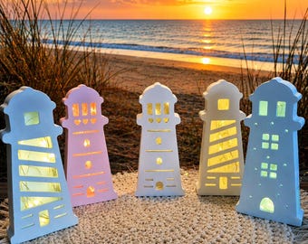 Faro con luz proyectada, decoración marítima, Mar Báltico, Mar del Norte, decoración hecha a mano, regalo, costa, Moin