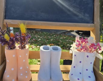 Botas de goma con lunares y flores secas para regar, decoración otoñal, regalo de otoño, color a elegir.