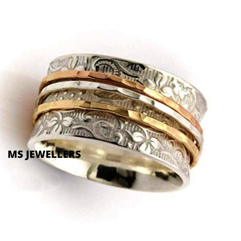 925 Sterling silver-Spinner Ring-Meditation Ring-Heart Ring-Anxiety Ring-Statement Ring-Fidget Ring-Worry Ring-Women Silver jewelry MS170