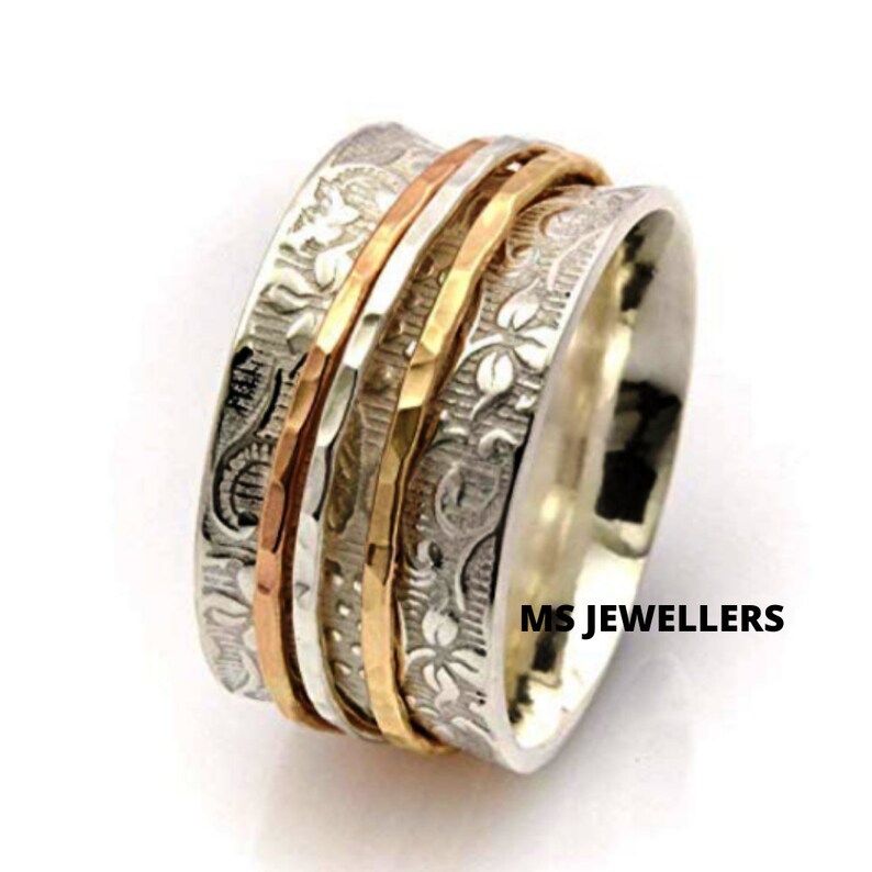 925 Sterling silver-Spinner Ring-Meditation Ring-Heart Ring-Anxiety Ring-Statement Ring-Fidget Ring-Worry Ring-Women Silver jewelry MS170