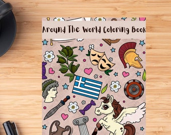 WORLD TRAVELS Coloring Book | Physical Copy | Print on Demand | Around the Globe | Vacation | National Flags | US Letter Sized | 101 Pages