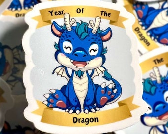 Blue Dragon Sticker 2.75" - Year of the Dragon, Eco-Friendly Waterproof & Weatherproof Vinyl Decal for Laptops, Cars, Water Bottles