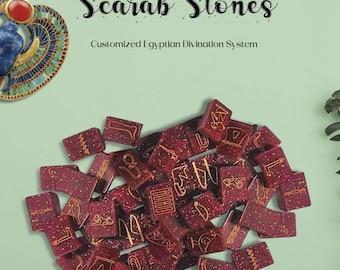 Egyptian Hieroglyphic Divination Runes |  54 pc Complete Collection | Zia Fox Exclusive Scarab Stones | Custom Made to Order | Pagan Tools