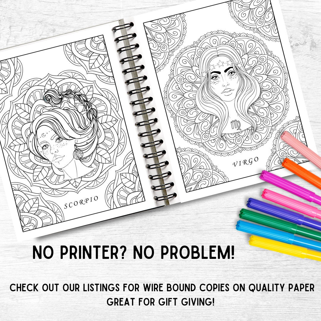 ZODIAC GIRLS Coloring Pages Digital Coloring Book | Etsy Canada