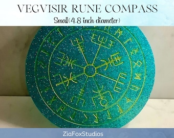 Small Vegvisir Rune Compass | Handcrafted Custom Resin Altar Tile |  Norse Futhark Divination |  Wiccan Pagan Tools | Made To Order