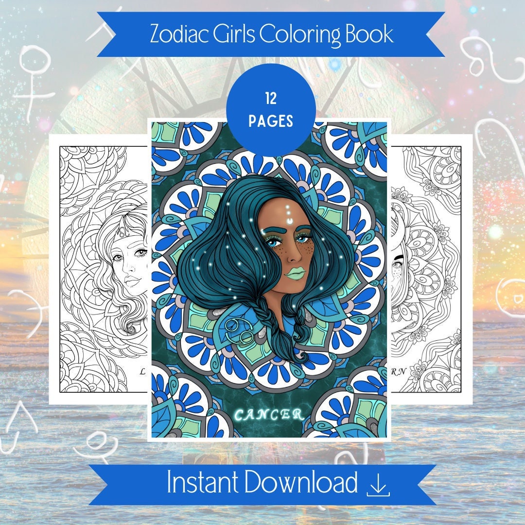 ZODIAC GIRLS Coloring Pages Digital Coloring Book - Etsy Canada