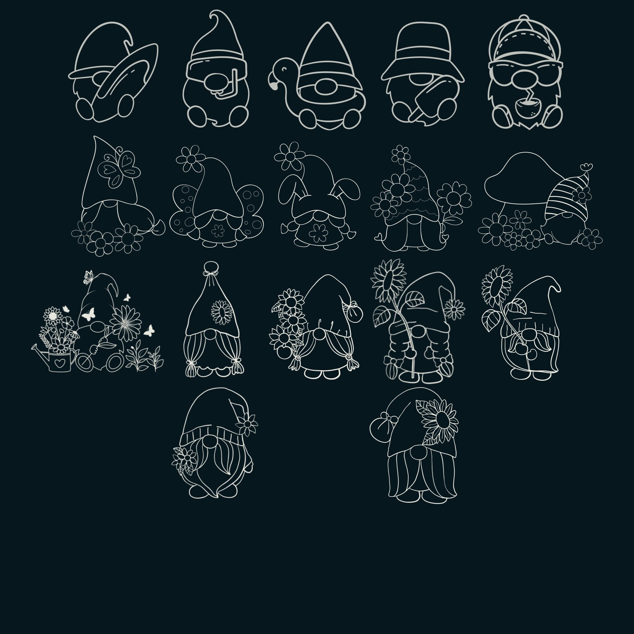 GNOME DIGITAL STAMPS | Procreate Brushes and Stamps | Floral | Holiday ...