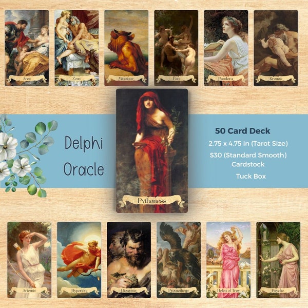 Delphi Oracle Cards  ~ Self Published Deck of Greek Mythology ~ Aphrodite, Zeus, Hades With Choice of 4x6 Art Print