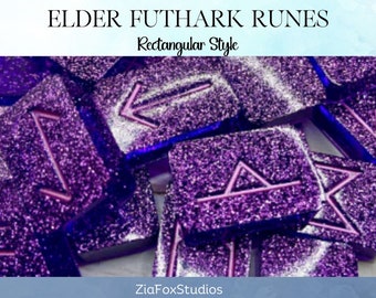Elder Futhark Runes| Handcrafted Custom Resin Divination Set | Rectangular Pagan Norse Oracle Stones | Guide and Journal PDF | Made To Order