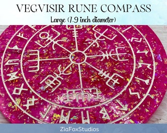 Large Vegvisir Rune Compass | Handcrafted Custom Resin Altar Tile |  Norse Futhark Divination |  Wiccan Pagan Tools | Made To Order