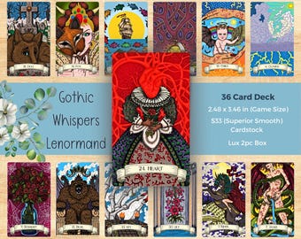 Gothic Whispers Lenormand Tarot - Hand-Colored 36-Card Divination Deck with Roses, Skeletons, and More | Perfect For Shadow Self Readings