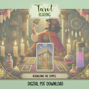 De tempel opnieuw opbouwen Tarotlezen: gepersonaliseerde kaart van 7 kaarten voor ondersteuning en duidelijkheid na ontreddering - pdf-bezorging per e-mail