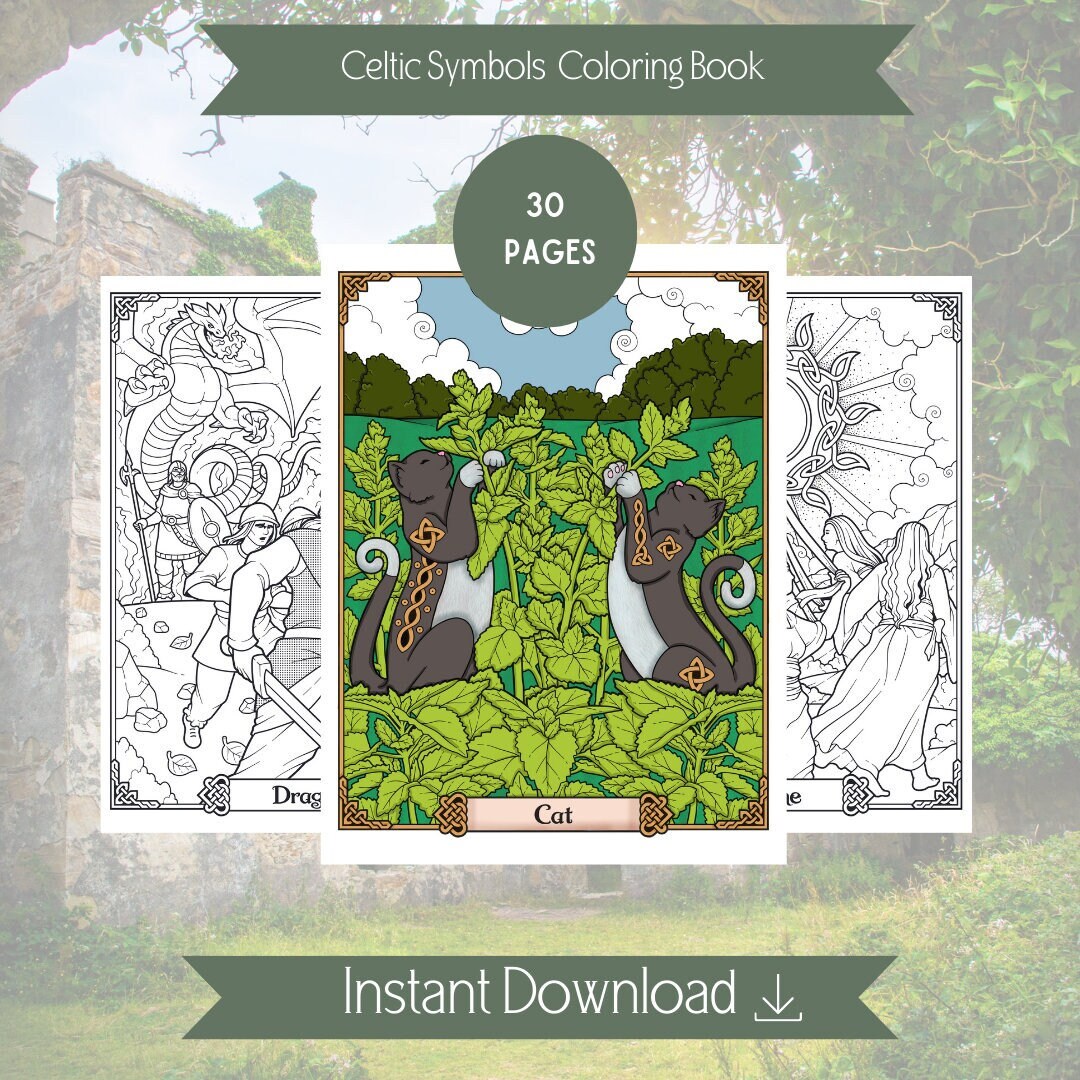 Celtic Symbols Coloring Book Printable PDF and JPG Files - Etsy