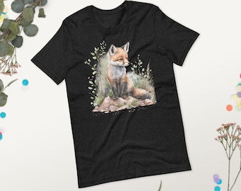 Baby Fox Watercolor T-Shirt | Unisex Style | Variety of Colors | Preshrunk Cotton | Whimsical Design | Sustainable & Eco Friendly
