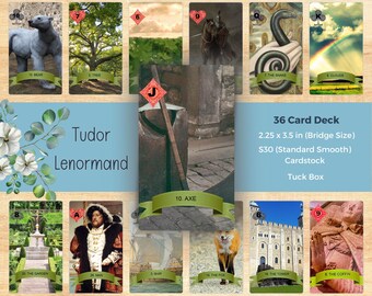 Mazzo di carte Lenormand Tudor / Autopubblicato / Inghilterra XV/XVI secolo / Enrico VIII / Anna Bolena / Maria Stuarda / Torre di Londra