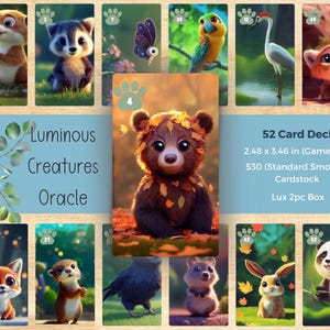 Luminous Creatures Oracle Deck – 54 Adorable Spirit Animal Cards with Guidebook | Mystical Animal Totem Cards | Tarot & Oracle Decks