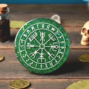 Small Vegvisir Rune Compass | Handcrafted Custom Resin Altar Tile |  Norse Futhark Divination |  Wiccan Pagan Tools | Made To Order
