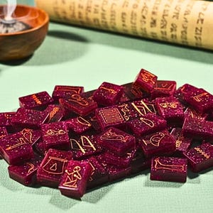 Egyptian Hieroglyphic Divination Runes |  54 pc Complete Collection | Zia Fox Exclusive Scarab Stones | Custom Made to Order | Pagan Tools