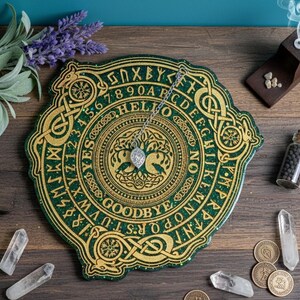 Norse Pendulum Board, Elder Futhark Runes, Fenrir Custom Made Handcrafted Resin Divination Tool, Pagan Gift