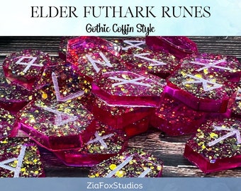 Coffin Resin Runes | Elder Futhark Norse Oracle | Custom Made to Order Divination Set | Includes PDF Guide/Journal Standard