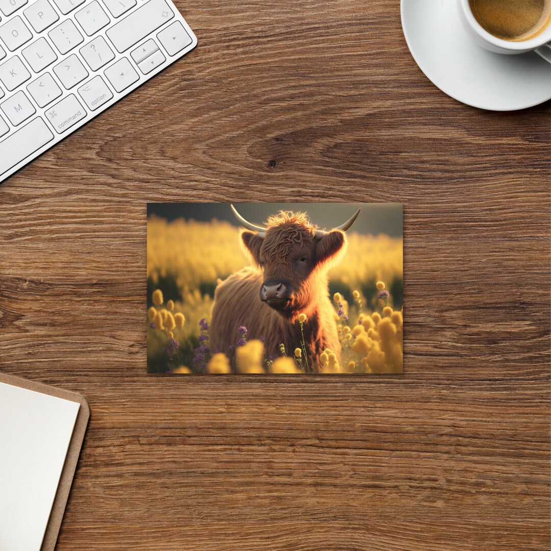 Scottish Highland Cow Postcard Art Print Scotland Meadow High Quality ...