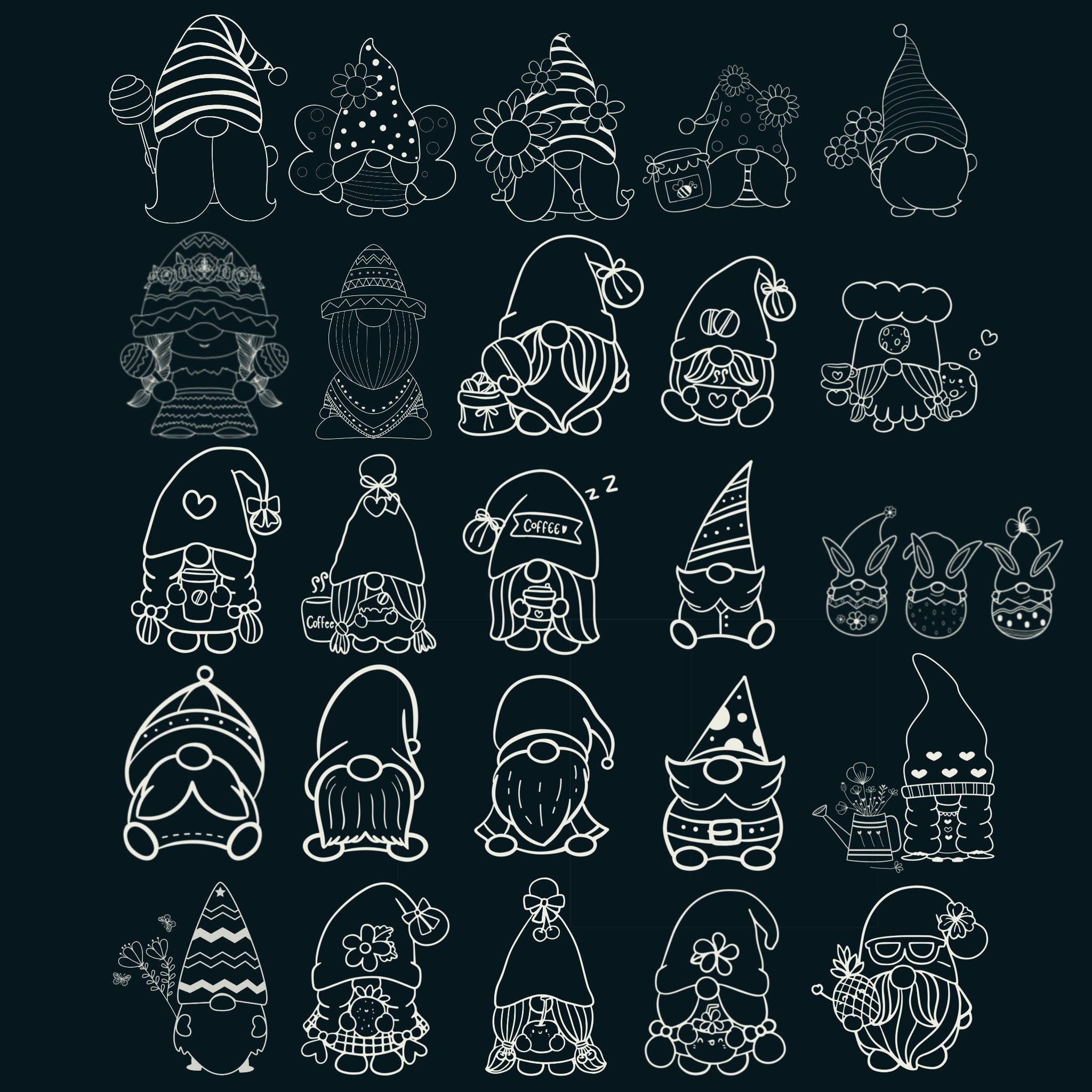 GNOME DIGITAL STAMPS | Procreate Brushes and Stamps | Floral | Holiday ...