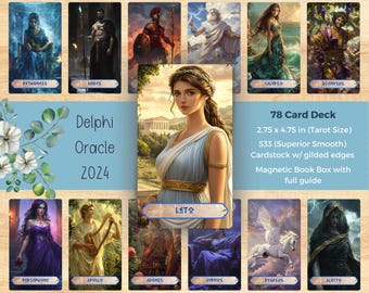 Delphi Oracle 2024 Tarot Deck | Greek Mythology Box Set | Ethical AI Art | Includes 5x7 Art Print