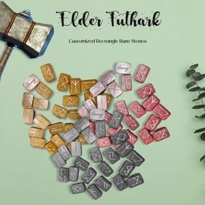 Elder Futhark Runes| Handcrafted Custom Resin Divination Set | Rectangular Pagan Norse Oracle Stones | Guide and Journal PDF | Made To Order