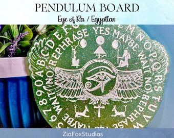 Egyptian Pendulum Board | Eye of Ra | Isis & Ankh | Custom Made | Handcrafted Resin | Divination Tool | Pagan Gift | Includes Free Pendulum