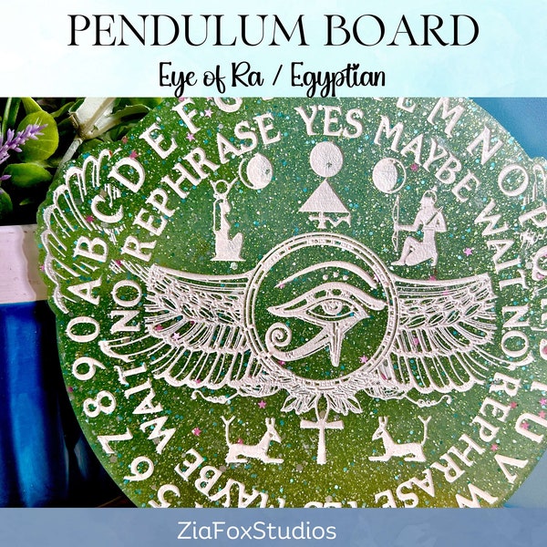 Egyptian Pendulum Board | Eye of Ra | Isis & Ankh | Custom Made | Handcrafted Resin | Divination Tool | Pagan Gift | Includes Free Pendulum