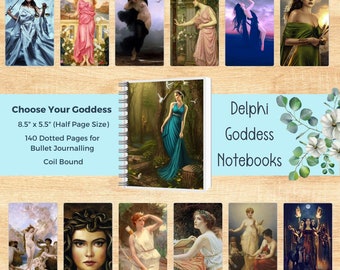 Greek Goddess Notebooks | Delphi Oracle Companion | Mount Olympus | Mythology Bullet Journal | Blank Dotted Grid Soft Cover Journal