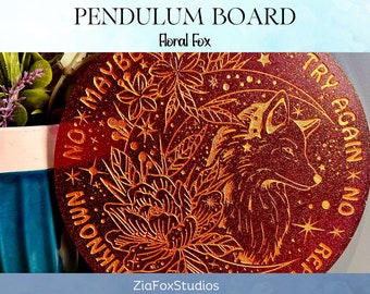 Floral Fox Pendulum Board | Cottage Core | Custom Made | Handcrafted Resin Tool For Divination | Pagan Gift | Includes Free Pendulum